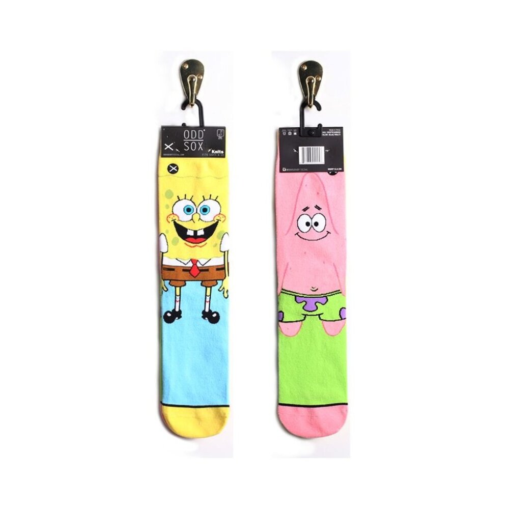Men's ODD SOX Spongebob and Patrick Crew Socks One Size Yellow